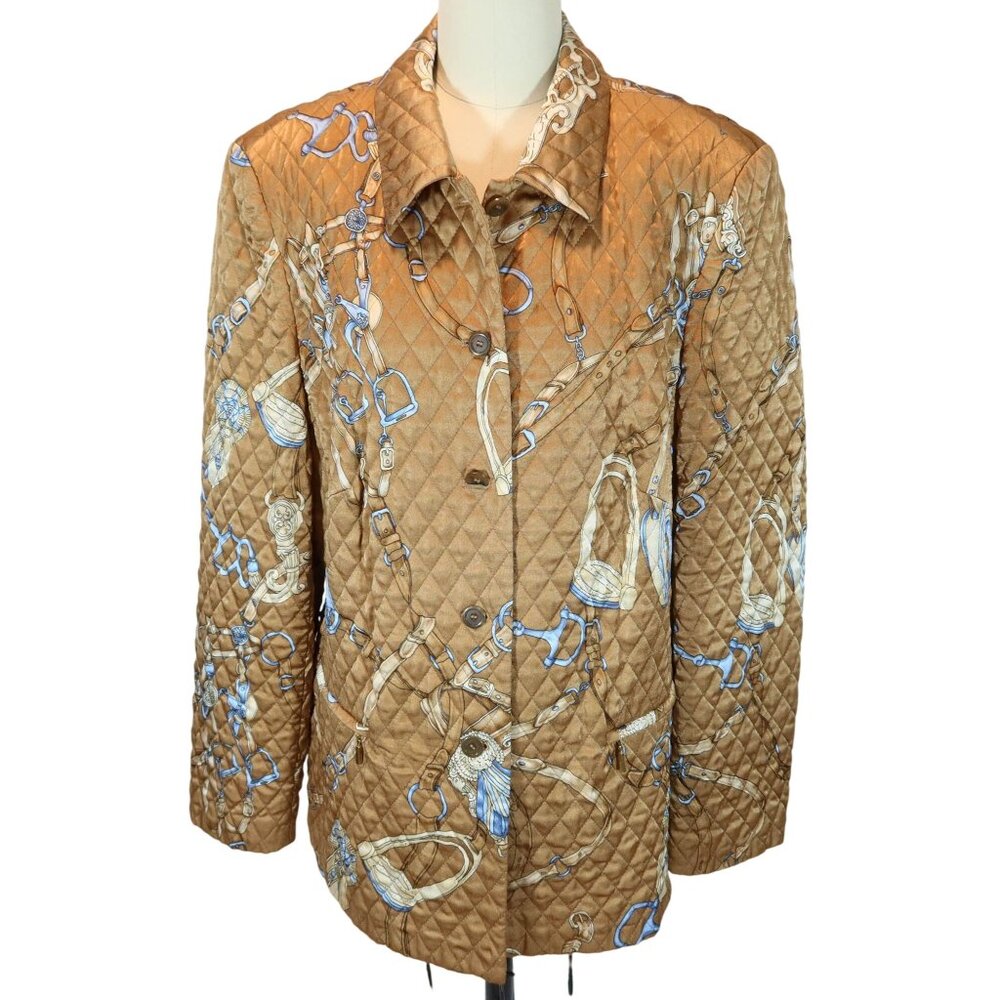 Basler Equestrian Stylish Brown Quilted Jacket with Blue Accents